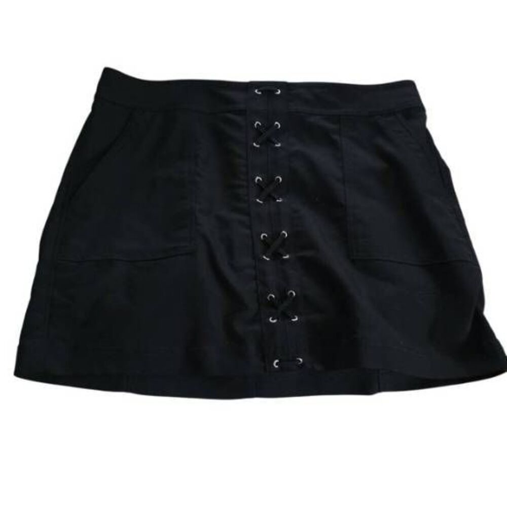Express Women's 14 Black Lace Up Front Mini Skirt with Pockets